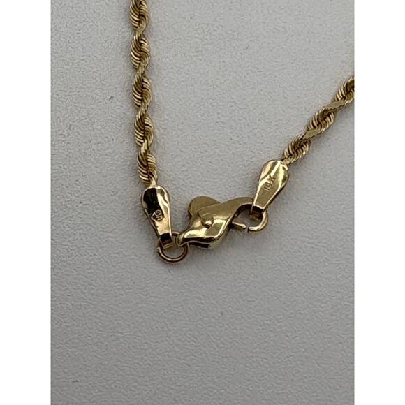 14K Gold Rope Chain Lobster Clasp Necklace - Picture 5 of 7